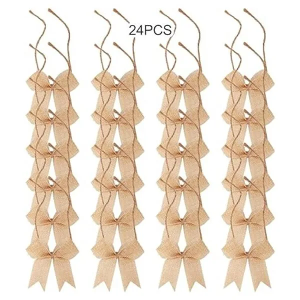 Meseey 24 Pcs 3 Inch Mini Burlap Ribbon Bow Smal Bows for_2