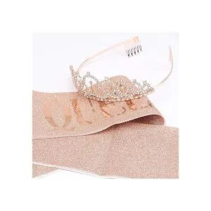 CAVETEE Corona de cumpleaños y banda para mujer juego de_6