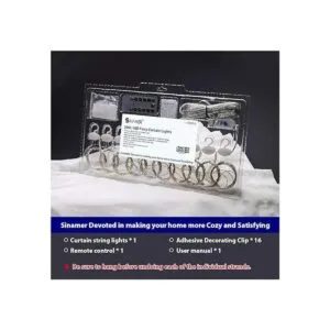 SINAMER Cortina de luz blanca para dormitorio 300 luces_6