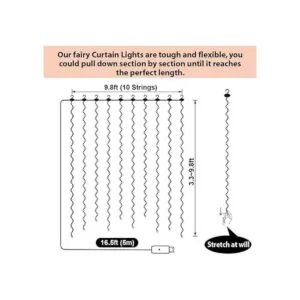 SINAMER Cortina de luz blanca para dormitorio 300 luces_4