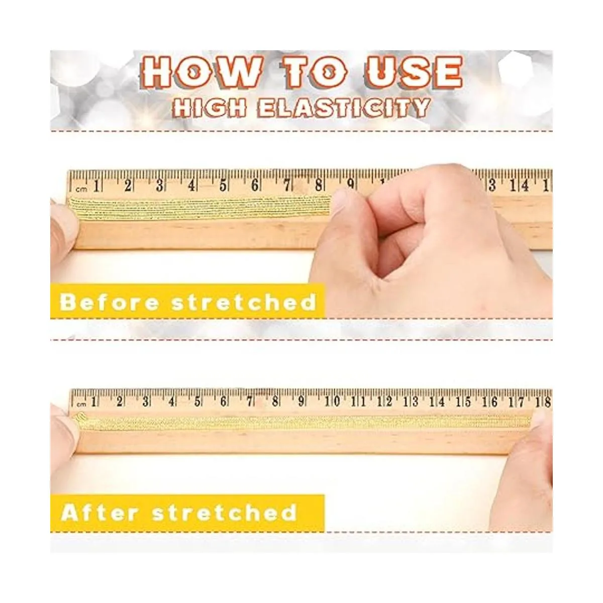 WILLBOND 2 rollos de bandas elásticas plateadas y doradas_4