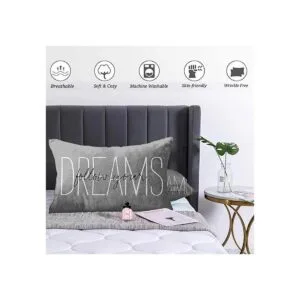 Emvency Funda de almohada rústica gris Follow Your Dreams_4