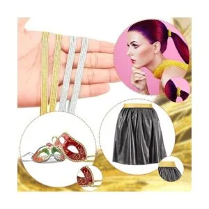 WILLBOND 2 rollos de bandas elásticas plateadas y doradas_5