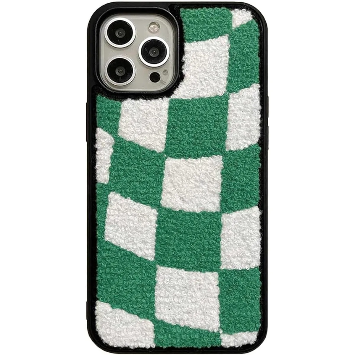 Funda para teléfono de tablero de ajedrez verde y blanco_1