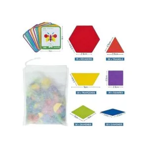 MEA TOYS 155 bloques de patrón de madera con 24 tarjetas_2