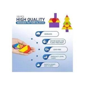 MEA TOYS 155 bloques de patrón de madera con 24 tarjetas_3