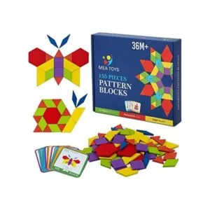MEA TOYS 155 bloques de patrón de madera con 24 tarjetas_1