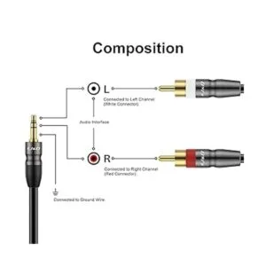 JD Cable de audio estéreo RCA macho dual de 0.138 in a_3