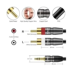 JD Cable de audio estéreo RCA macho dual de 0.138 in a_2