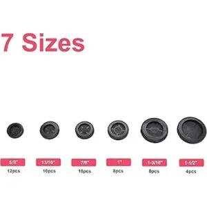 Kit de ojales de goma negra 52 piezas de tapón de goma_3
