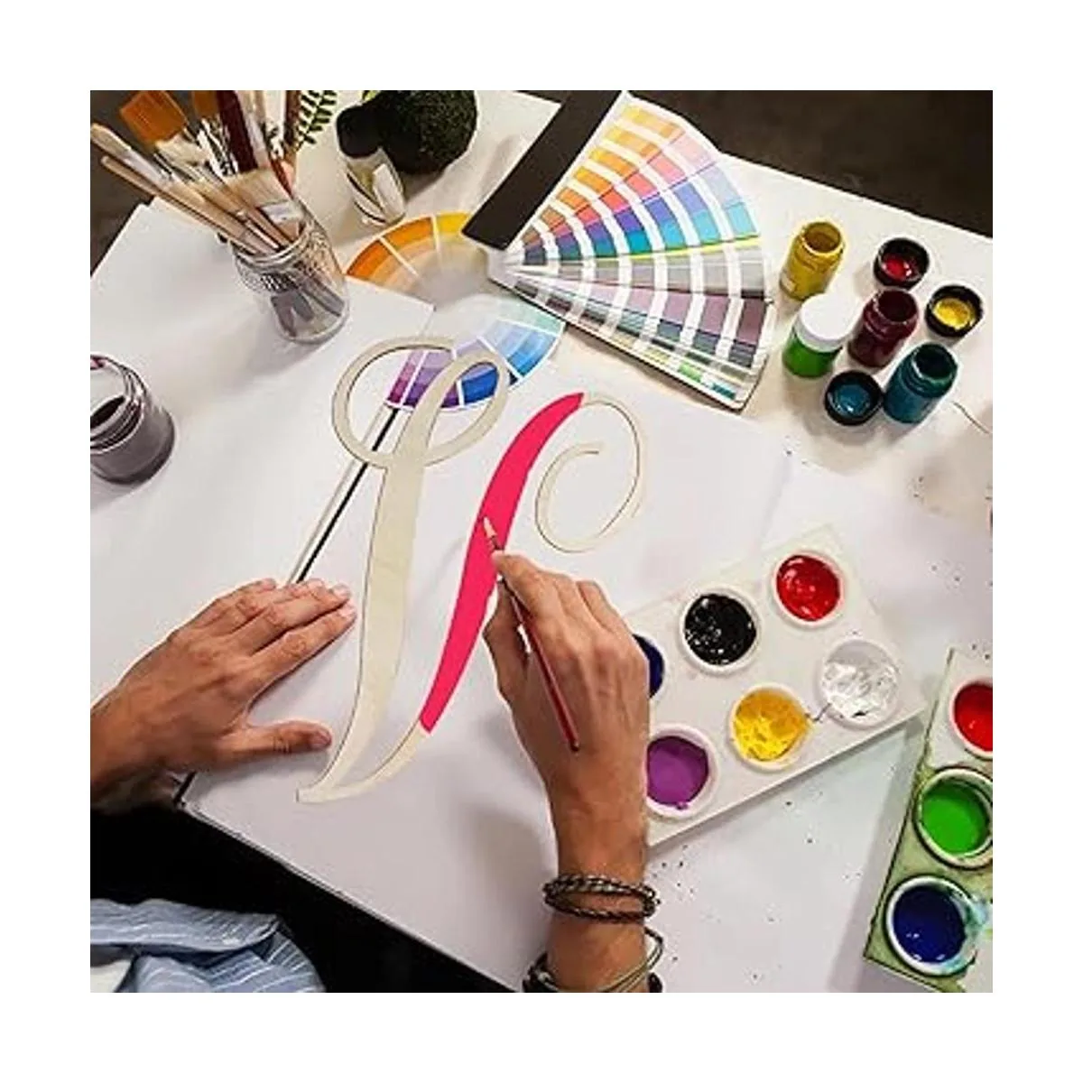 Letras cursivas de madera K para decoración de pared_4