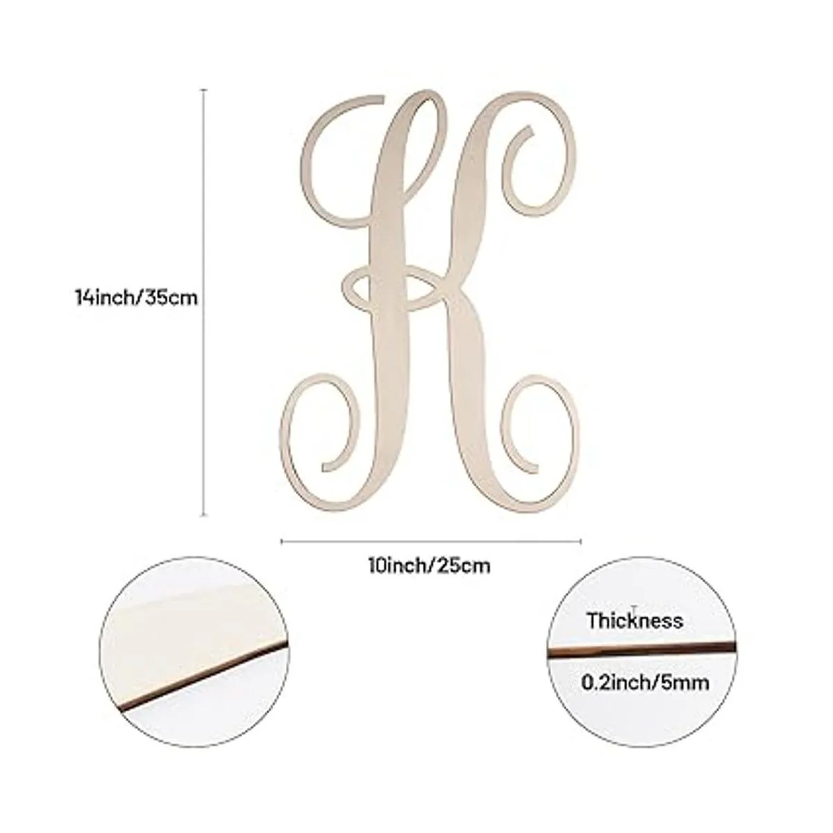 Letras cursivas de madera K para decoración de pared_2