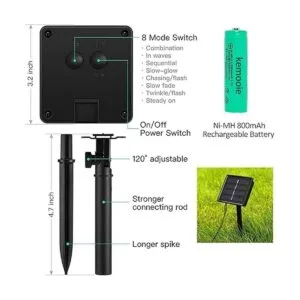 kemooie Paquete de 2 luces solares 100 luces LED de 33_6