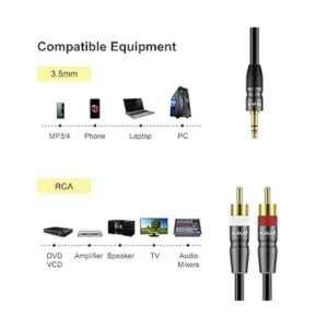 JD Cable de audio estéreo RCA macho dual de 0.138 in a_4