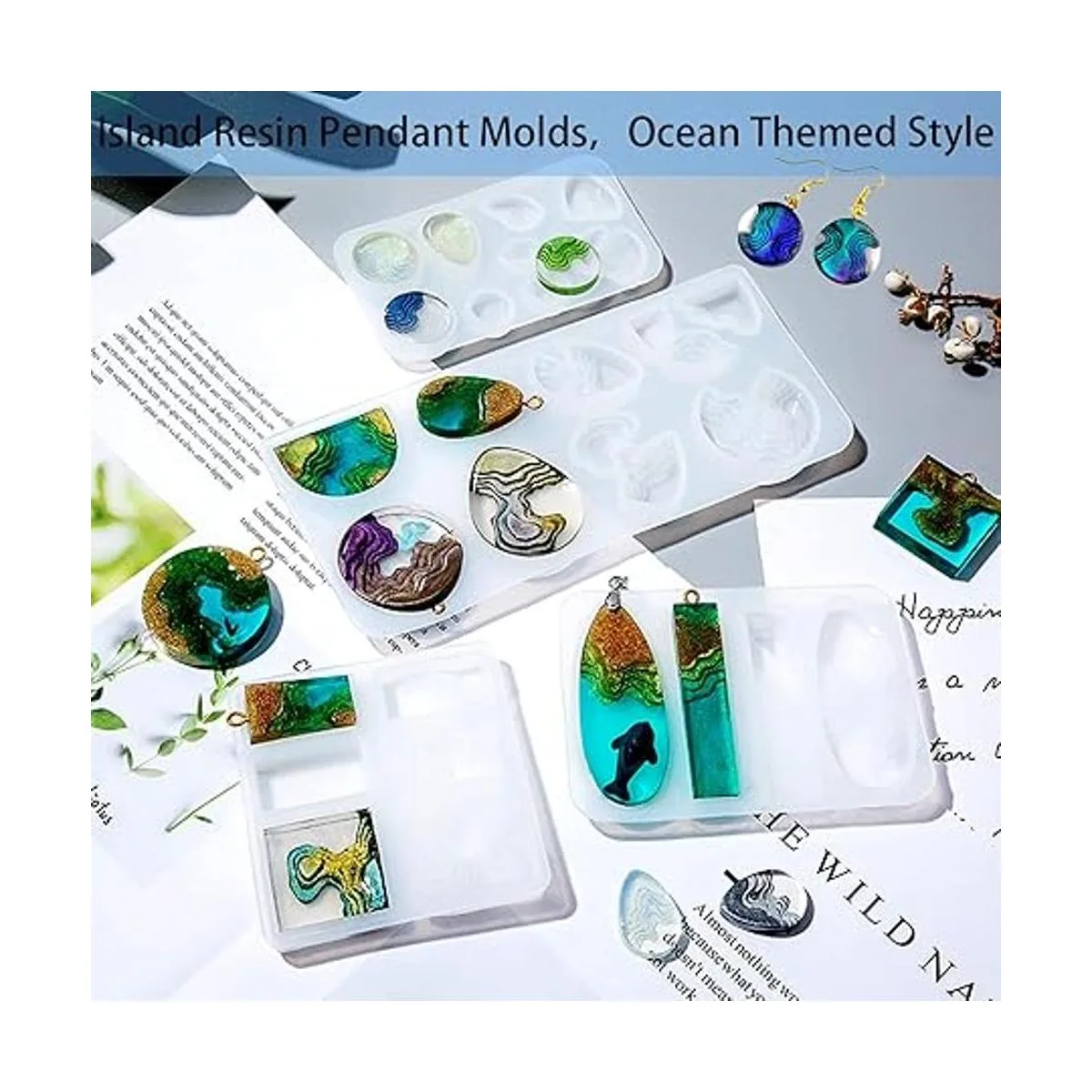 ZQYSING Moldes colgantes de resina de isla moldes de_2