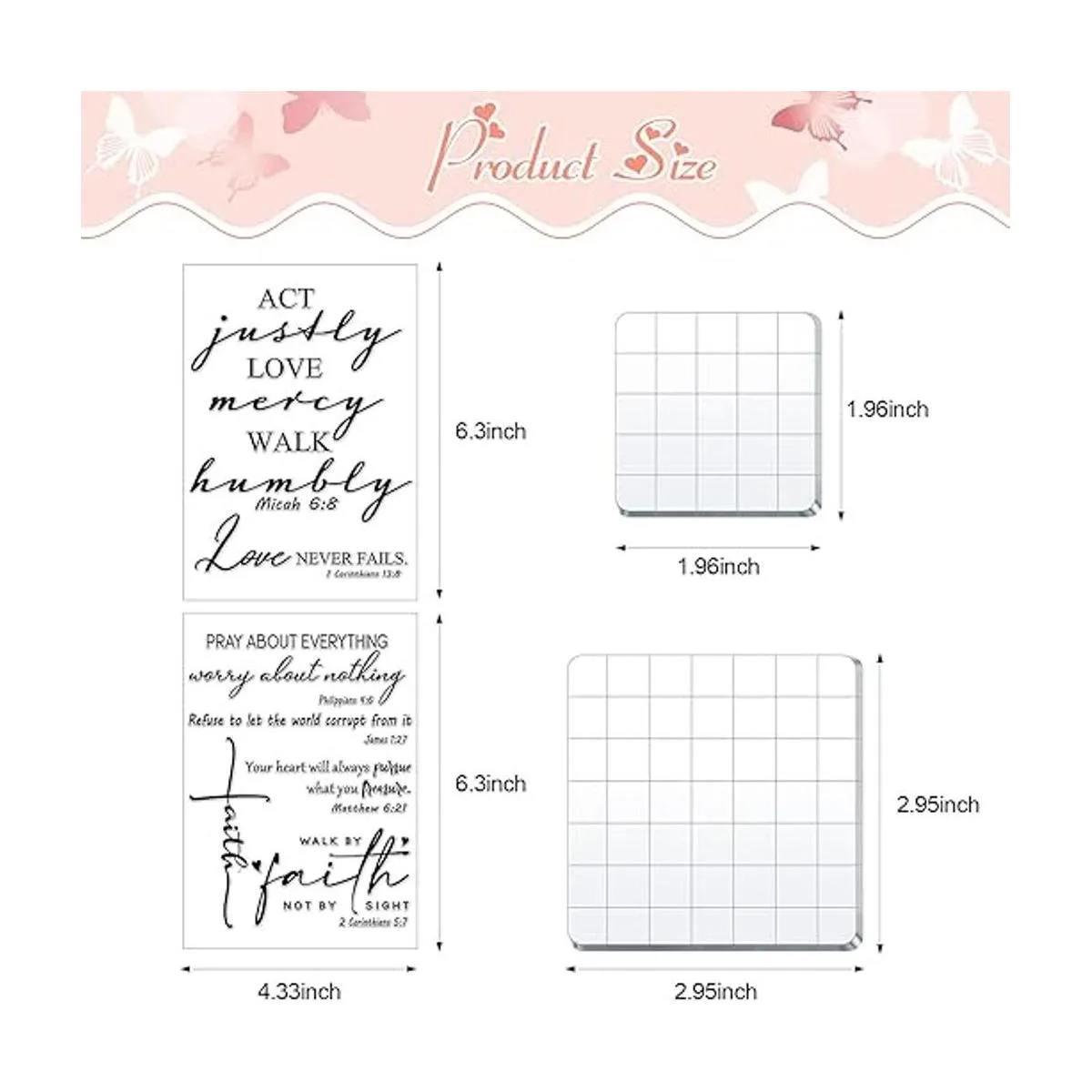 Juego de 8 sellos de goma transparente con versículos de_2