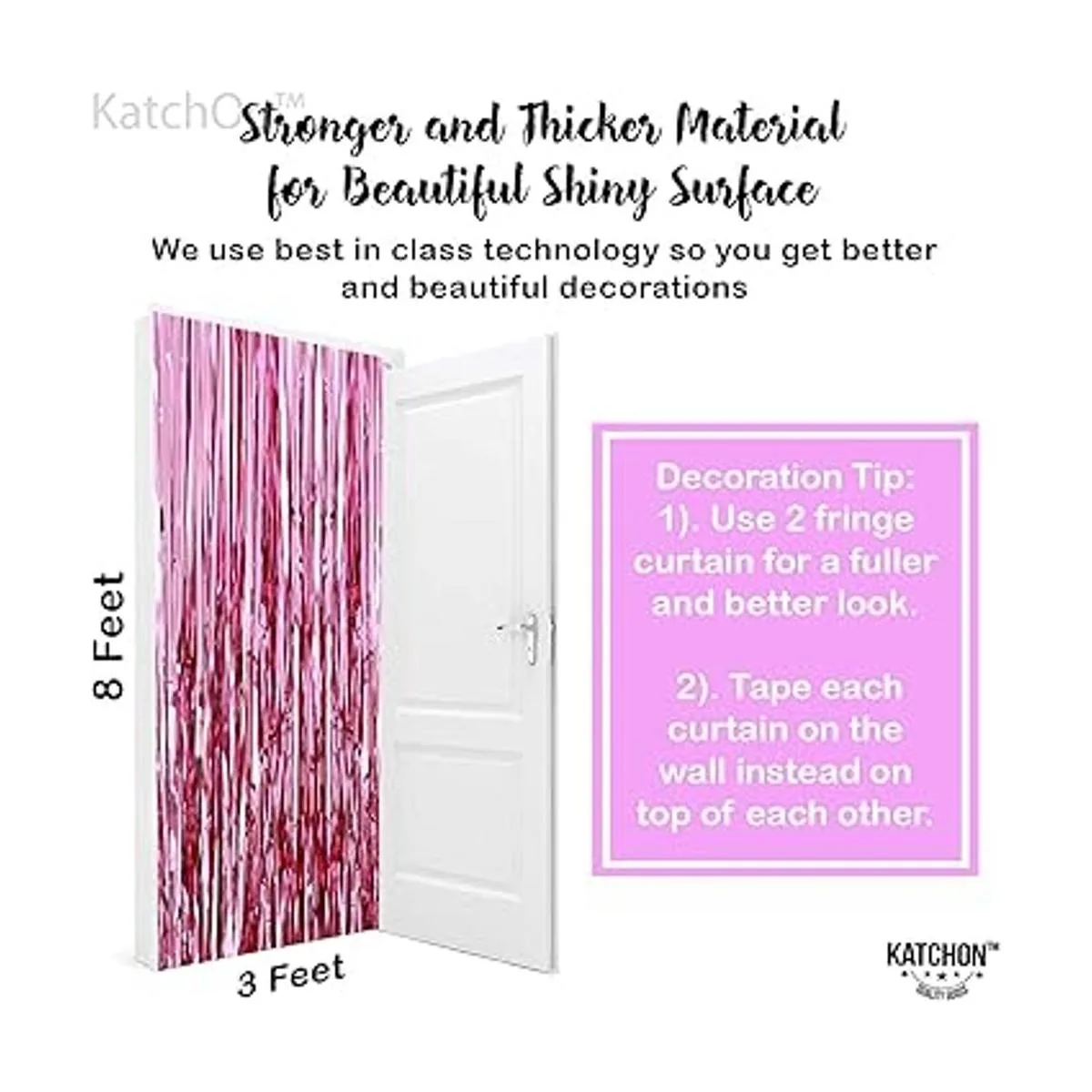 Cortina de flecos de papel de aluminio color rosa_5