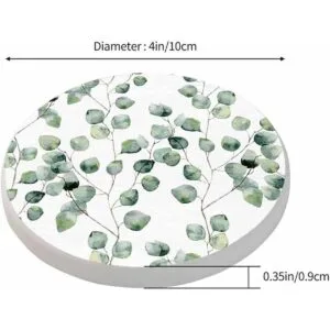Pznen Juego de posavasos de hoja redonda de eucalipto para_2