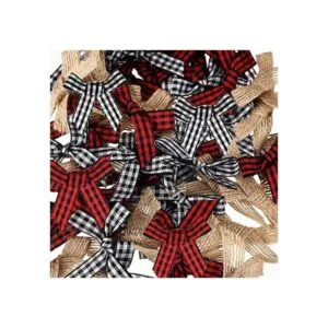 60 piezas de lazos de arpillera a cuadros de Navidad_3