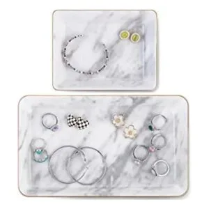 PUDDING CABIN Plato de joyería de mármol paquete de 2_1