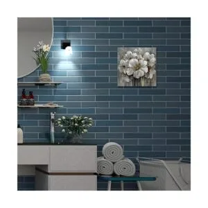 Arte de pared en lienzo de flores blancas decoración_4