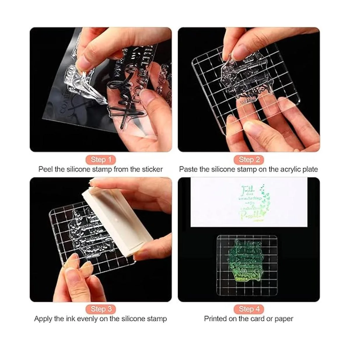 Juego de 8 sellos de goma transparente con versículos de_3