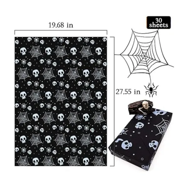 30 hojas de papel de seda negro de Halloween a granel 20_5