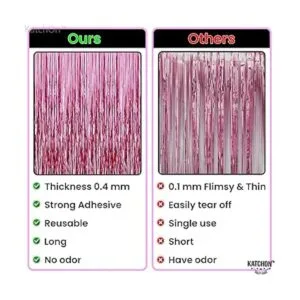 Cortina de flecos de papel de aluminio color rosa_6