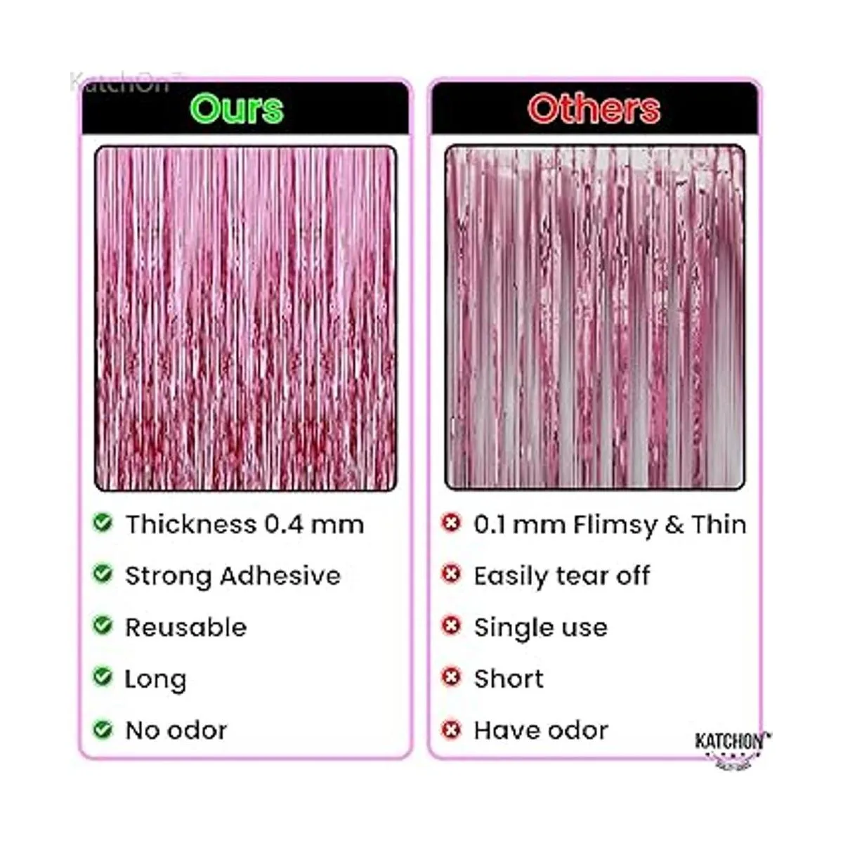 Cortina de flecos de papel de aluminio color rosa_6