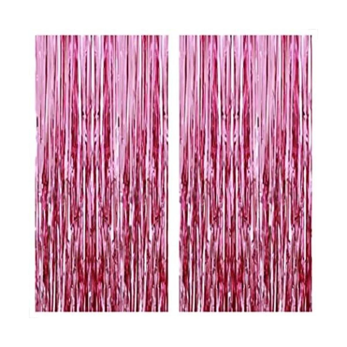 Cortina de flecos de papel de aluminio color rosa_1