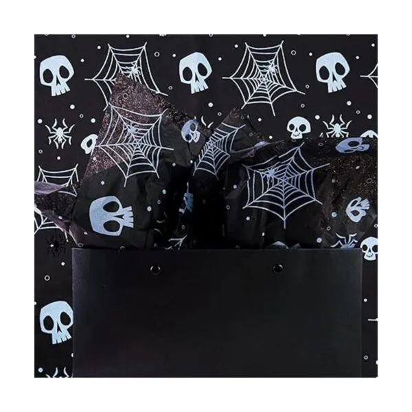 30 hojas de papel de seda negro de Halloween a granel 20_2