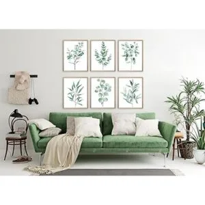 Decoración verde salvia plantas botánicas impresiones_2