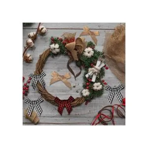 60 piezas de lazos de arpillera a cuadros de Navidad_6