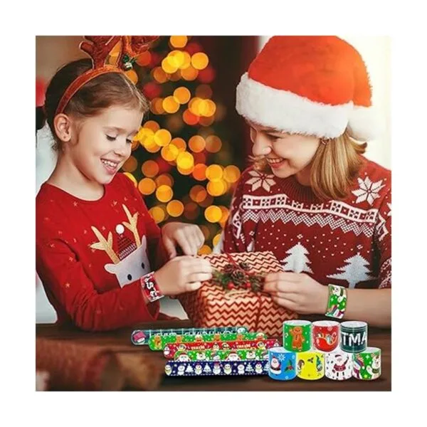 JUNEBRUSHS Paquete de 56 pulseras de bofetada de Navidad_5
