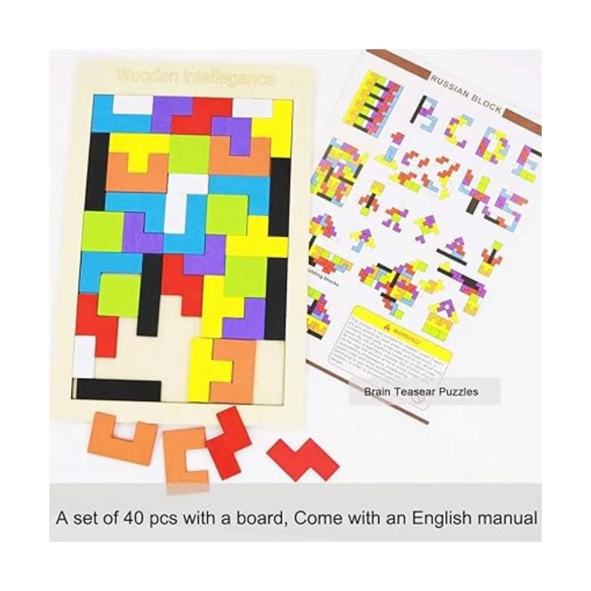 Paquete de 2 rompecabezas de bloques rusos de madera_4