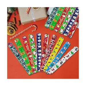 JUNEBRUSHS Paquete de 56 pulseras de bofetada de Navidad_4