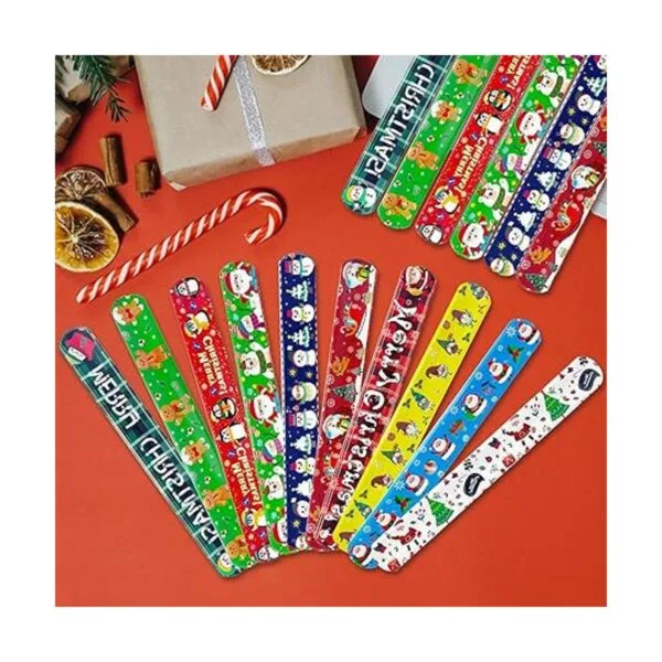 JUNEBRUSHS Paquete de 56 pulseras de bofetada de Navidad_4