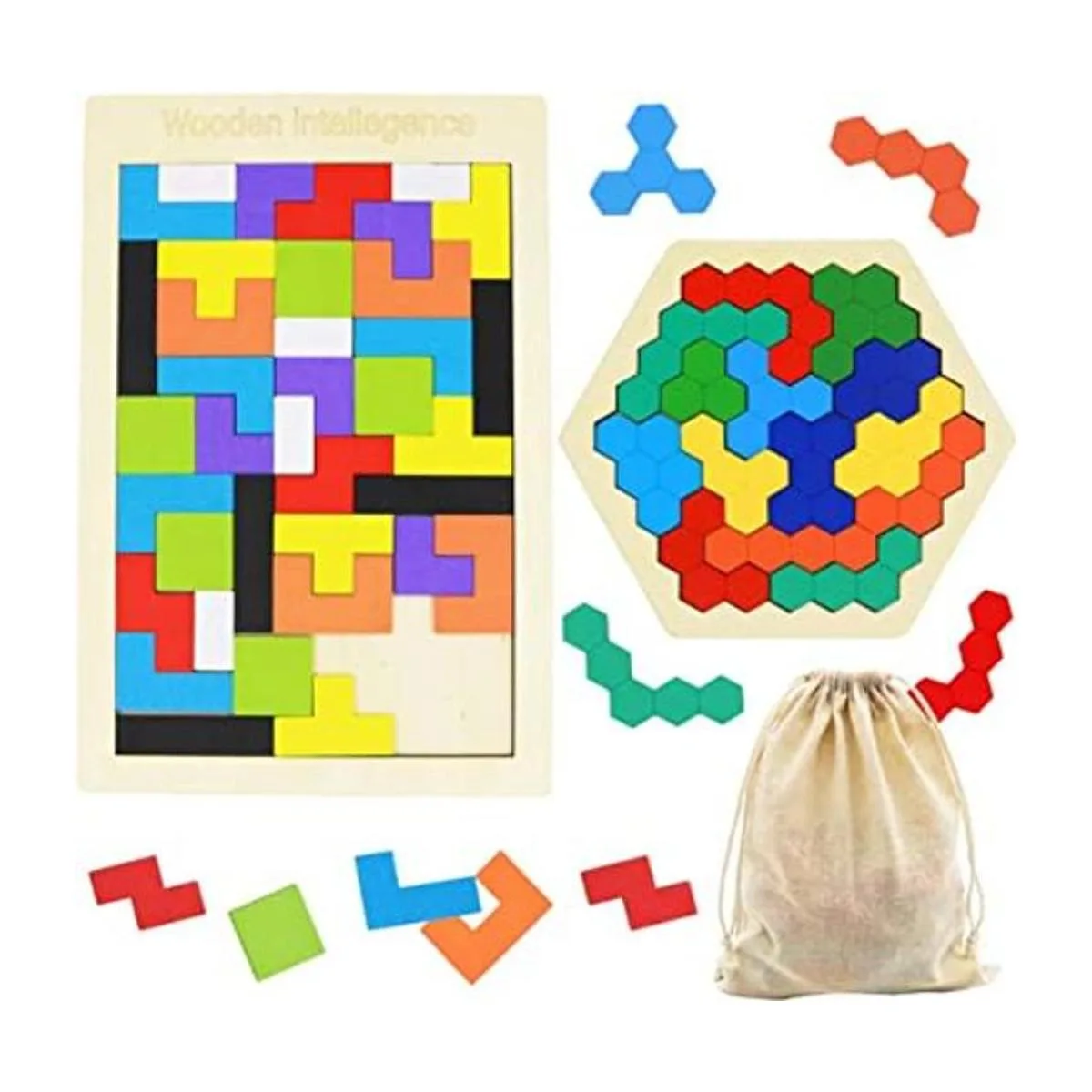 Paquete de 2 rompecabezas de bloques rusos de madera_1