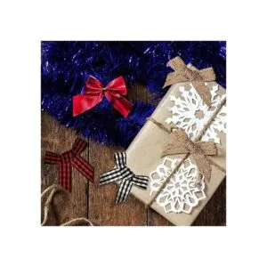 60 piezas de lazos de arpillera a cuadros de Navidad_5