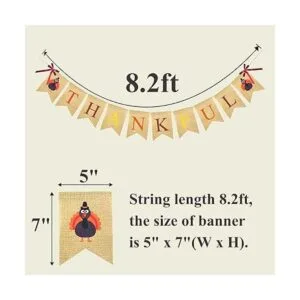 FAKTEEN Banner de arpillera agradecida con pavo vintage_2