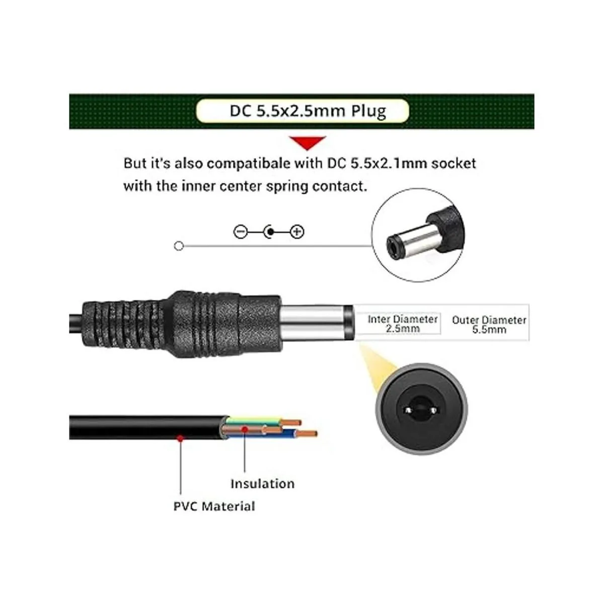 Facmogu Paquete de 2 adaptadores de corriente CC 5V 2A_3