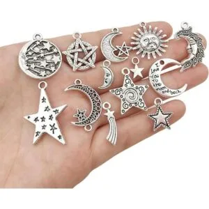 100 piezas de suministros de manualidades mixtos de plata_3