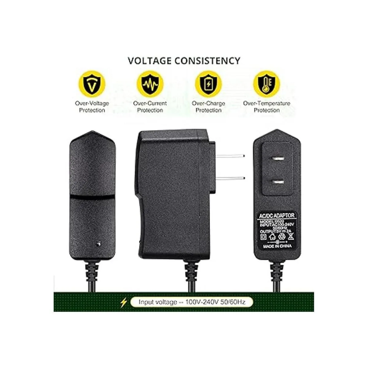 Facmogu Paquete de 2 adaptadores de corriente CC 5V 2A_4