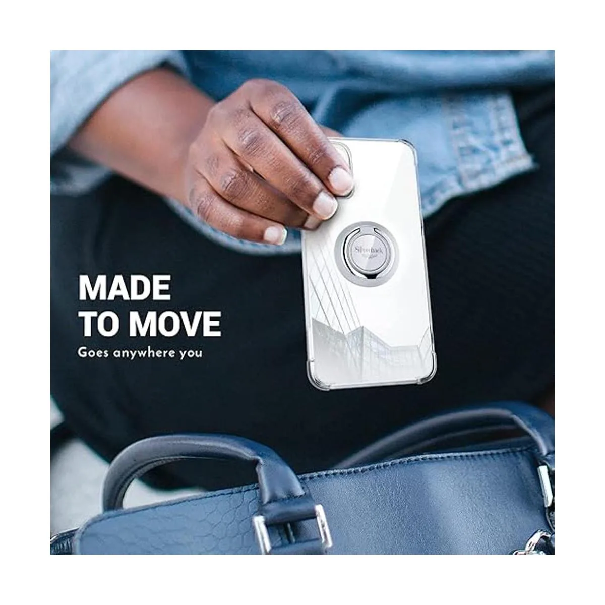 Silverback Funda transparente para iPhone 14 con soporte_4