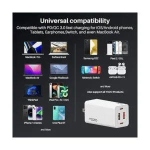 TOZO C2 USB C de 65 W cargador de pared plegable rápido_7