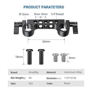 SMALLRIG Super Ligero Barandilla de 0.591 in con rosca de_4