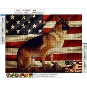 Kit de pintura de diamantes de pastor alemán con bandera_2