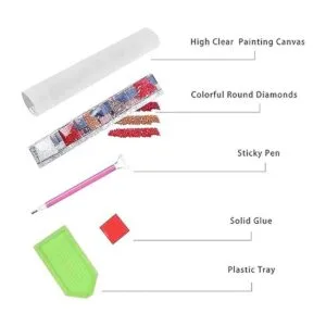 Kit de pintura de diamantes de pastor alemán con bandera_3