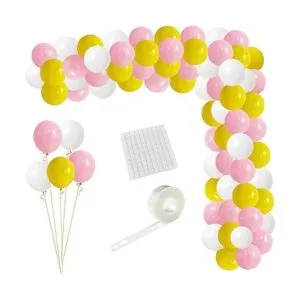Kit de arco de guirnalda de globos rosa amarillo blanco_1
