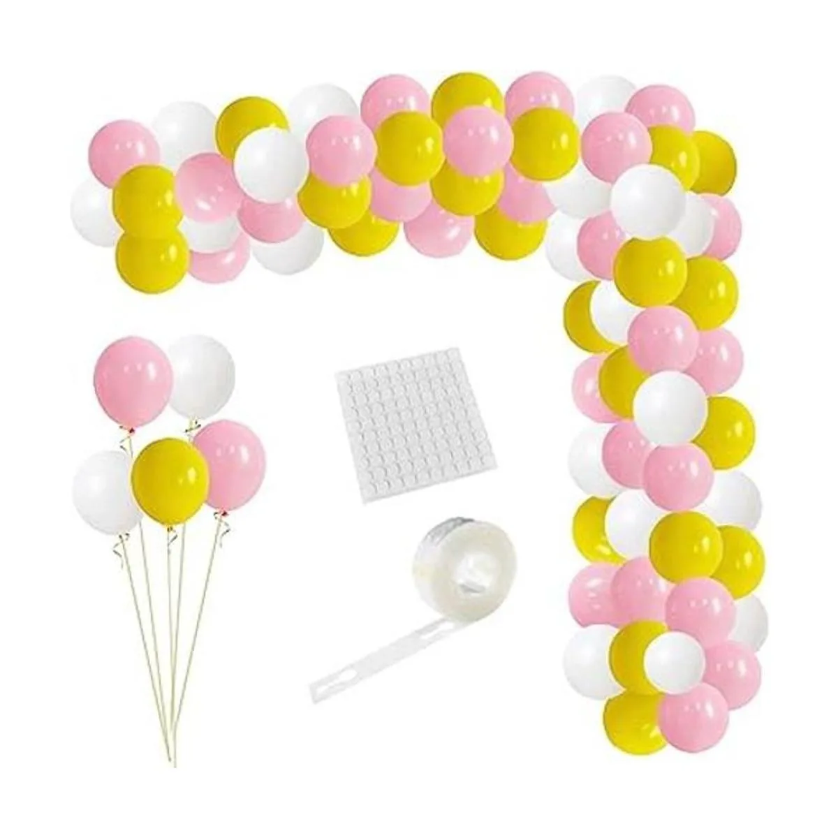 Kit de arco de guirnalda de globos rosa amarillo blanco_1